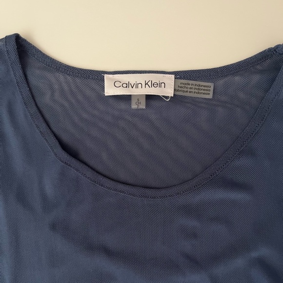 Calvin Klein | Women’s Sheer Dark Blue Long Sleeve Top - Picture 4 of 7